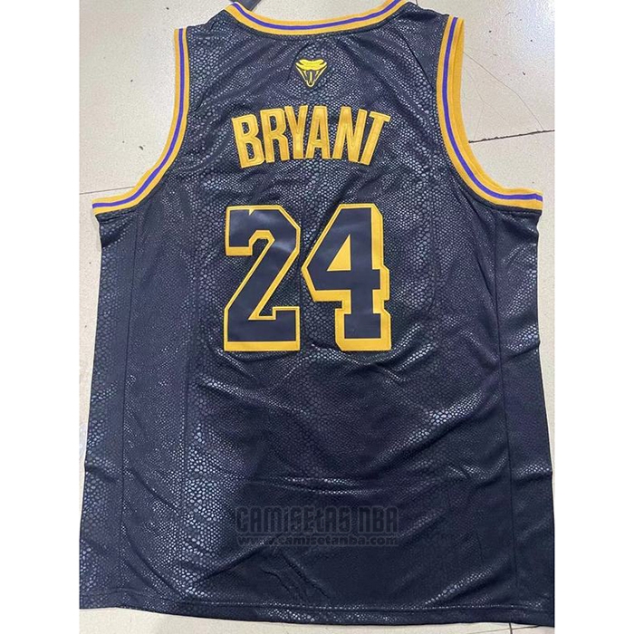 Camiseta Los Angeles Lakers Kobe Bryant #8 24 Black Mamba Snakeskin Negro